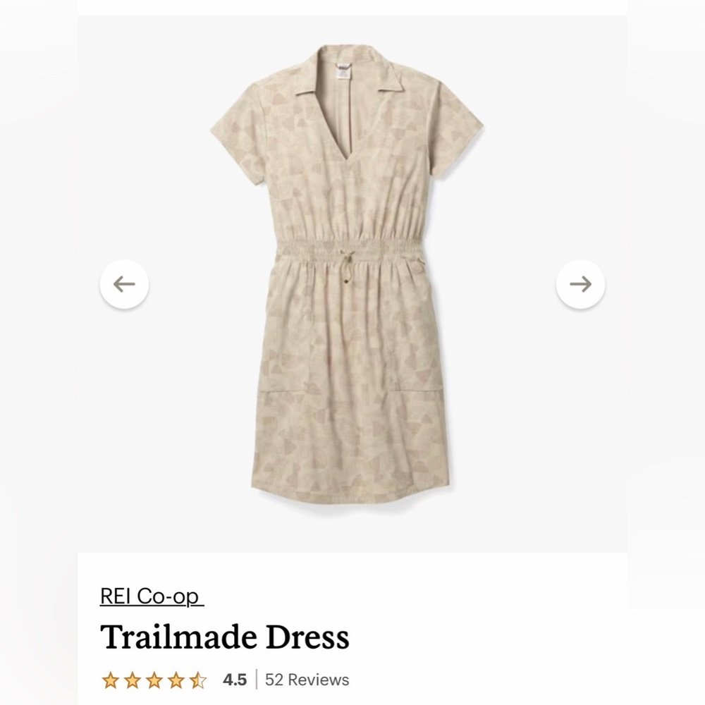 REI Trailmade Beige Short-Sleeve Hiking Dress